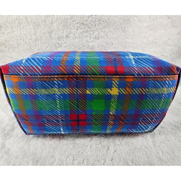 DOONEY & BOURKE Pastel Blue Tartan Plaid Nylon Coated Canvas Lg Tote Shopper - Picture 7 of 15